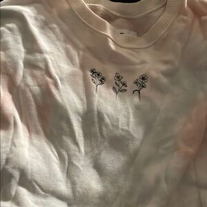 Hollister Cream Floral Embroidered Sweatshirt